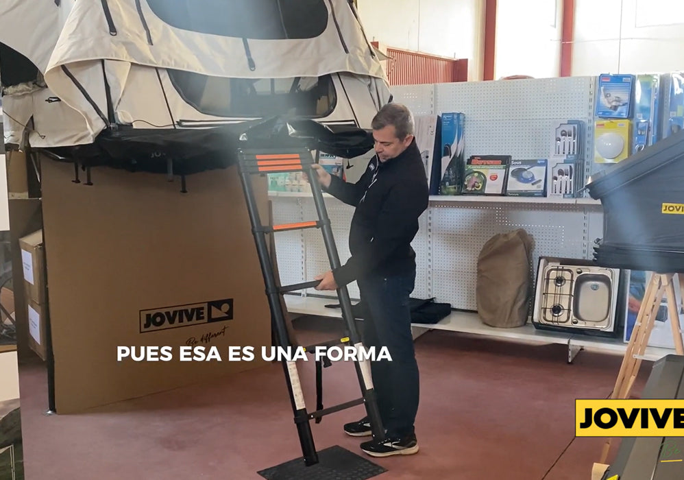 Cómo usar y ajustar correctamente la escalera de una tienda de techo